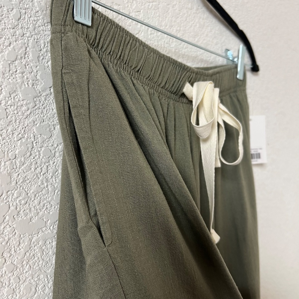 NWT ZENANA Linen Blend Pants Women's Wide Leg Elastic Band with Draw String - Picture 3 of 10